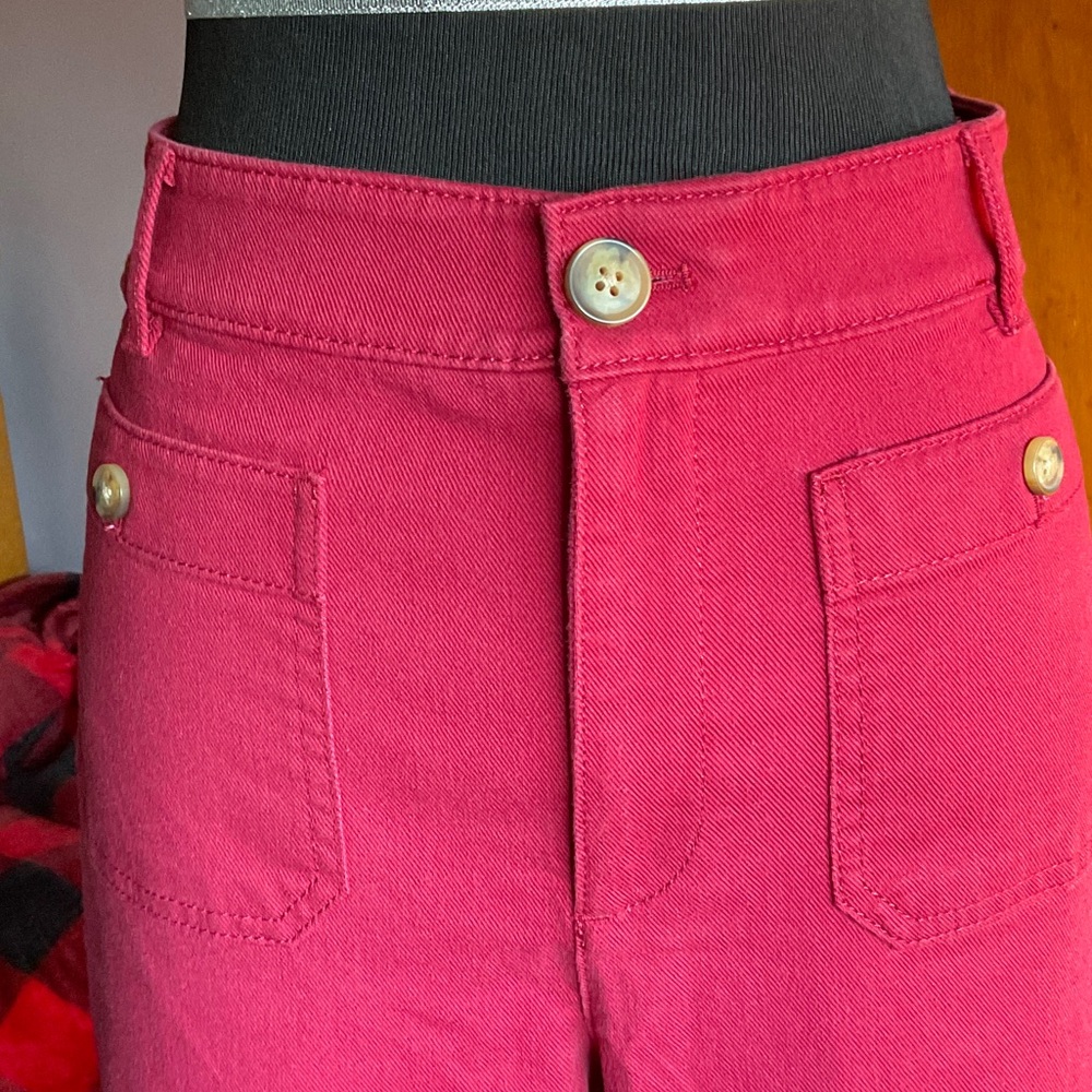LOFT Women's Wide Leg Pants in Red - Picture 2 of 7